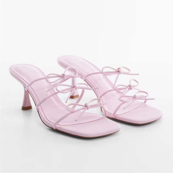 Mango Pink Strappy Heeled Mules - Picture 1 of 5